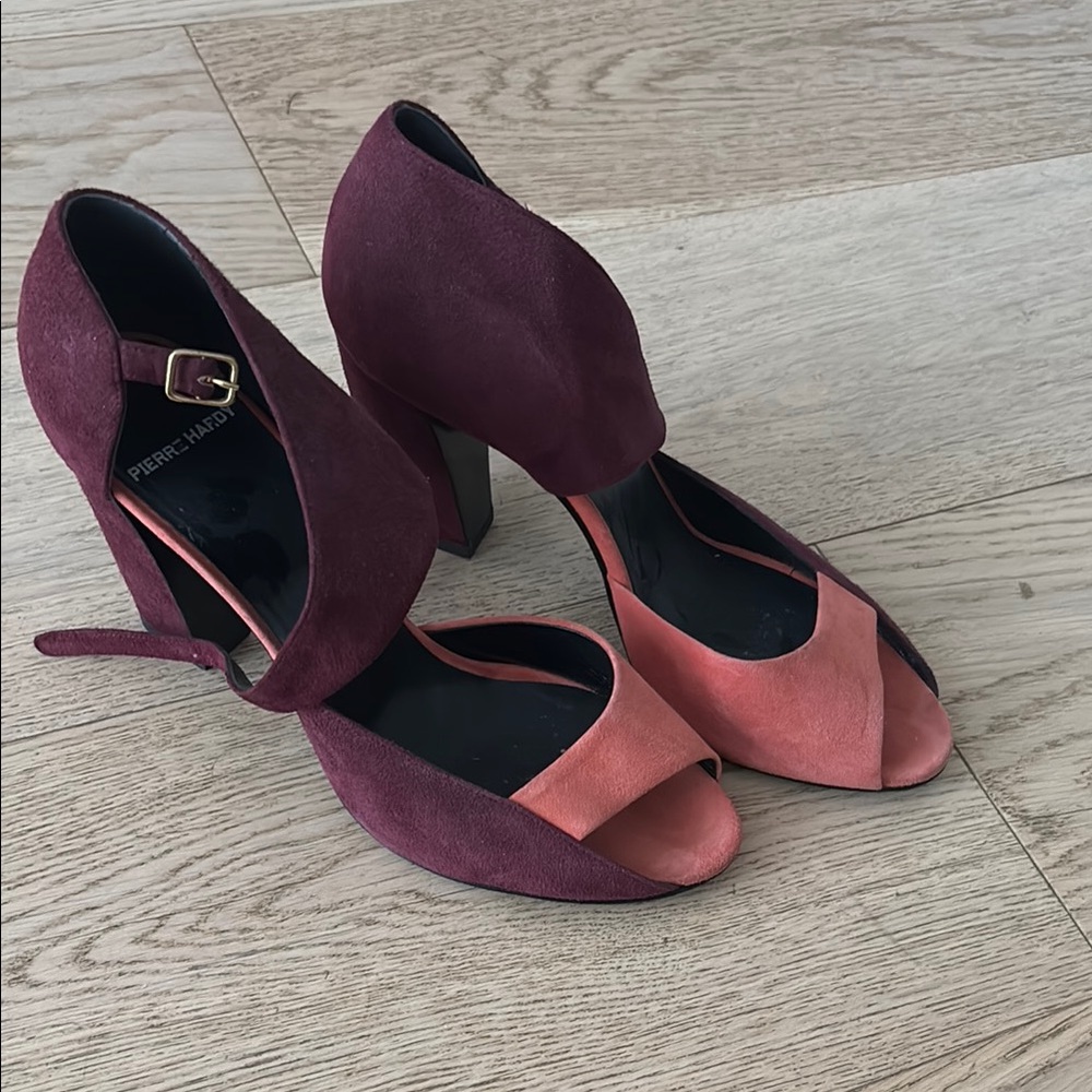 Pierre Hardy Burgundy and Pink Heels with Ankle Strap